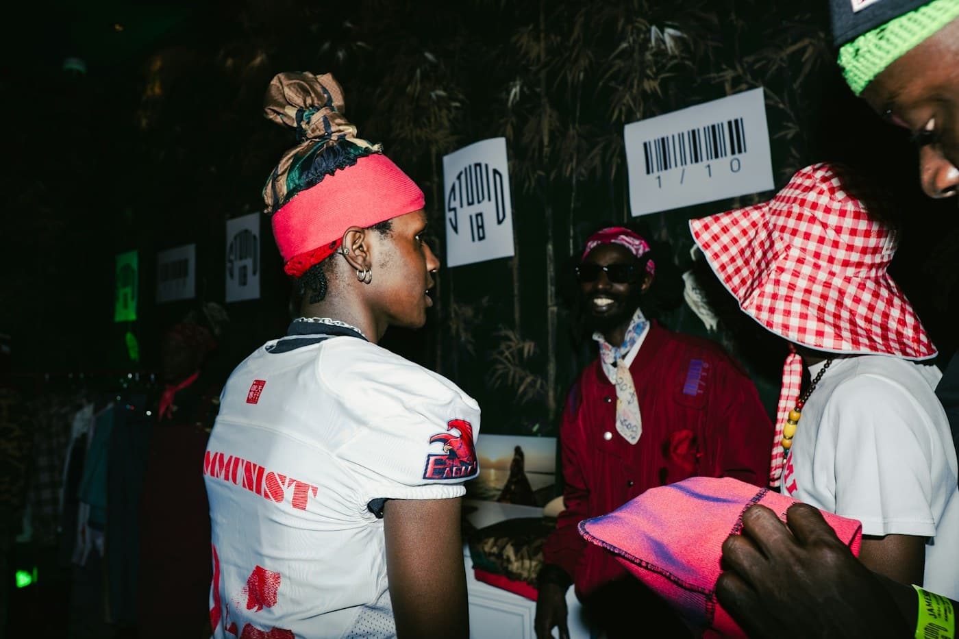 People in conversation at a creative community gathering in Nairobi